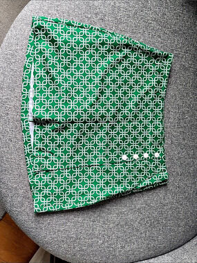 Lady Hagen Green & White Geometric Mini Dress Like New
